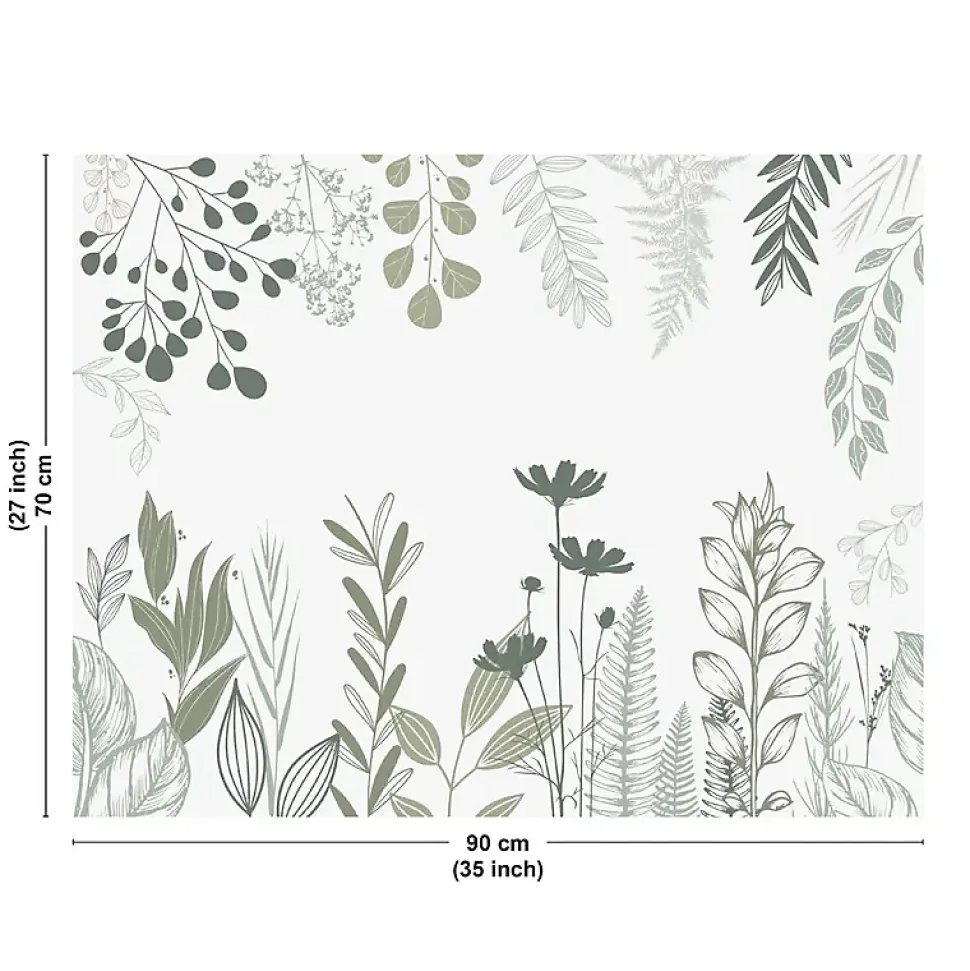 Fond de hotte en aluminium - floral vert sauge - 70x90 cm