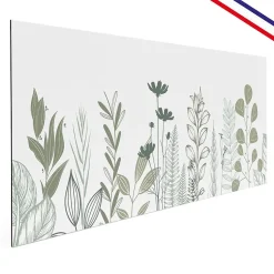 Fond de hotte en aluminium - floral vert sauge - 70x90 cm