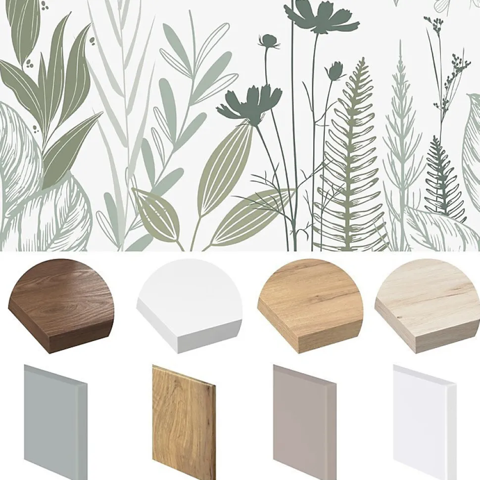 Fond de hotte en aluminium - floral vert sauge - 70x90 cm