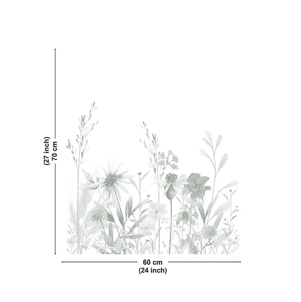 Fond de hotte en aluminium - motif floral vert - 70x60 cm