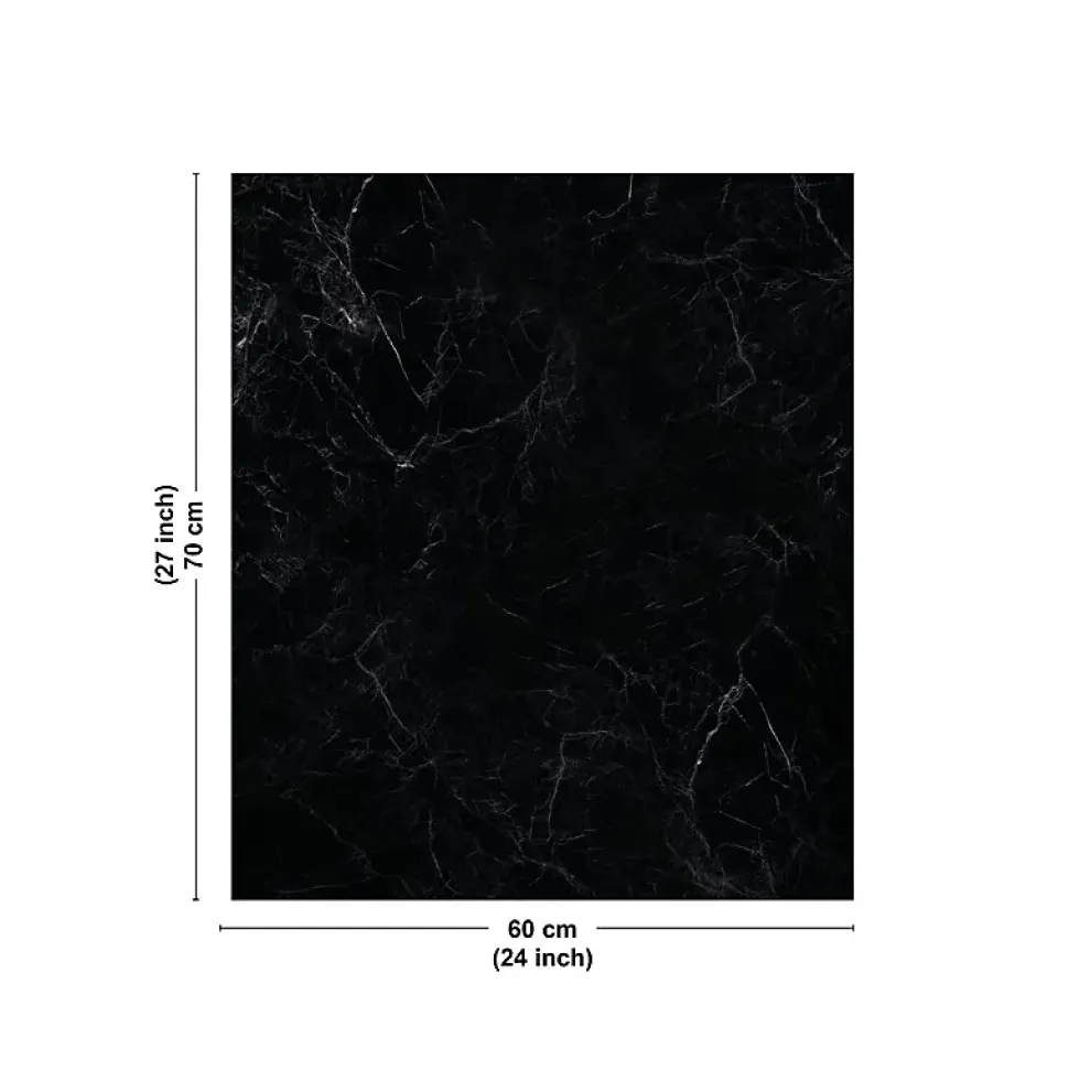 Fond de hotte en aluminium - effet marbre noir - 70x60 cm