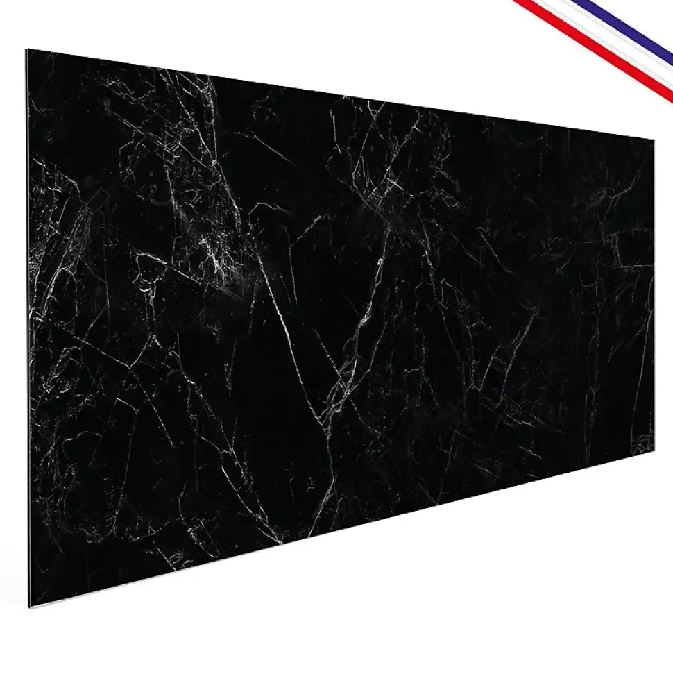 Fond de hotte en aluminium - effet marbre noir - 70x60 cm
