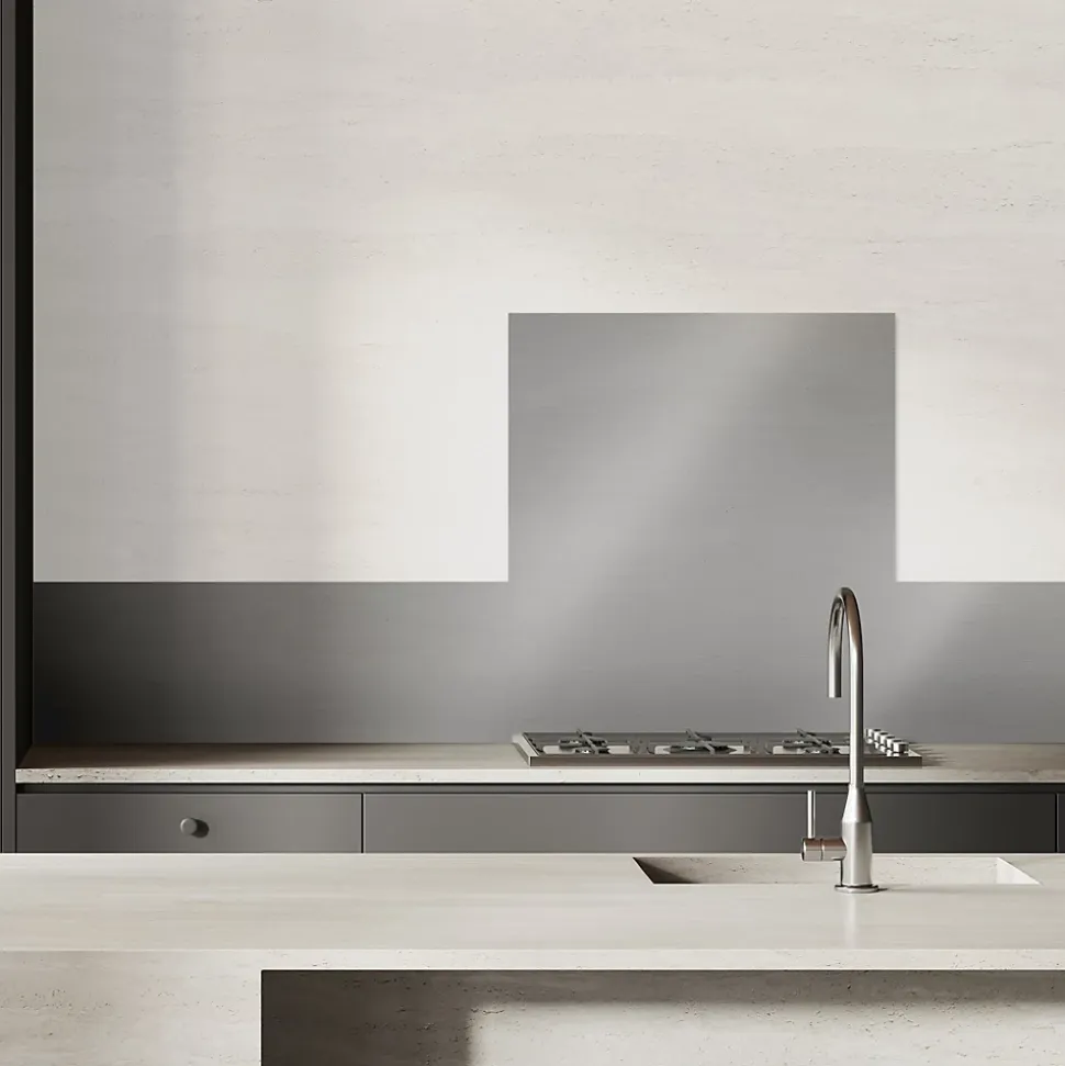 Fond de hotte gris brossé 60 x 60 cm