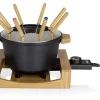 Fondue 800w 8 fourchettes bamboo et fonte d'alu noire Princess 173025-01-001 pure