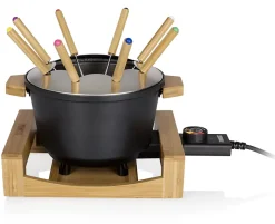 Fondue 800w 8 fourchettes bamboo et fonte d'alu noire Princess 173025-01-001 pure