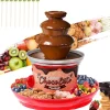 Fontaine à chocolat à 3 étages avec 10 brochettes en bambou rouge