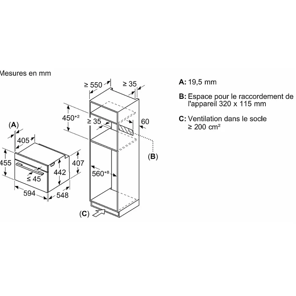 Four combiné mo intégrable 45l noir Bosch CMG7761B1