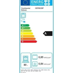 Four encastrable Continental Edison F80CBP 80 L Noir catalyse chaleur pulsée programmateur digital 59,5x59,5x56,5 cm