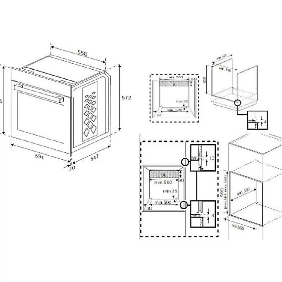 Four encastrable multifonction - Pyrolyse - BEKO - BBIM13500XPSW - Inox / Noir - Porte froide - 59,4 x 56,7 x 59,5 cm