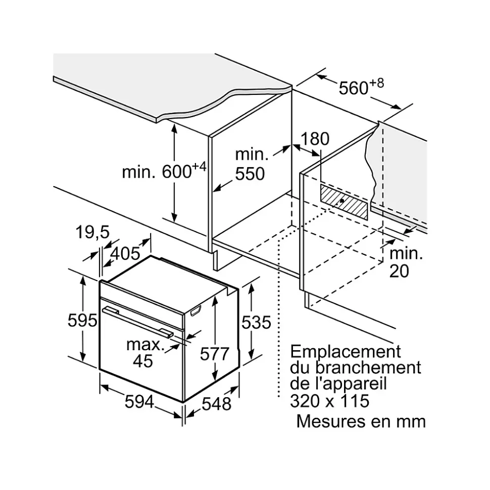 Four intégrable multifonction 71l 60cm a+ pyrolyse blanc Bosch HBG7741W1