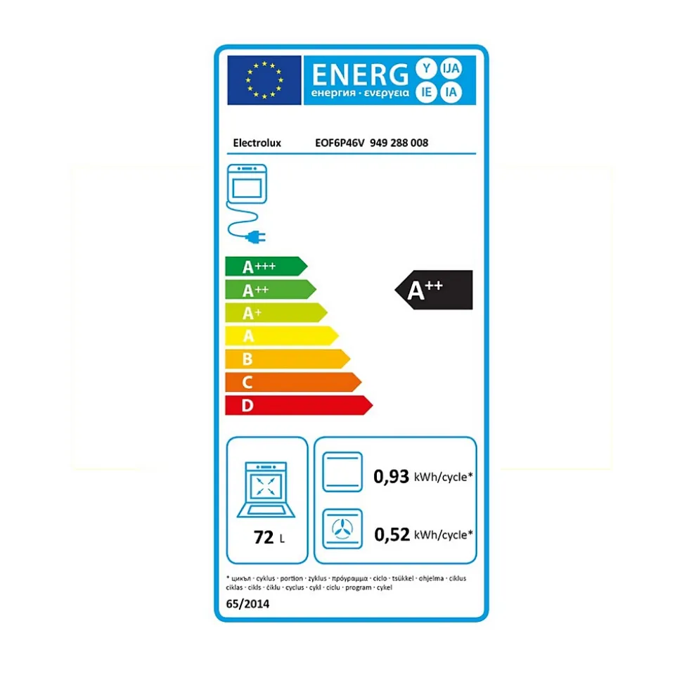 Four intégrable multifonction 72l 60cm pyrolyse Electrolux EOF6P46V1 série 600