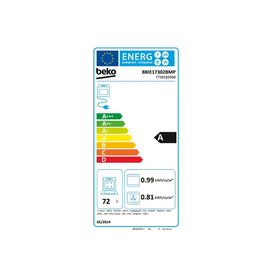 Four intégrable multifonction 72l 60cm pyrolyse noir Beko BBIE17302BMP