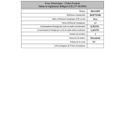 Four intégrable multifonction 73l 60cm pyrolyse noir Brandt BOP7534B