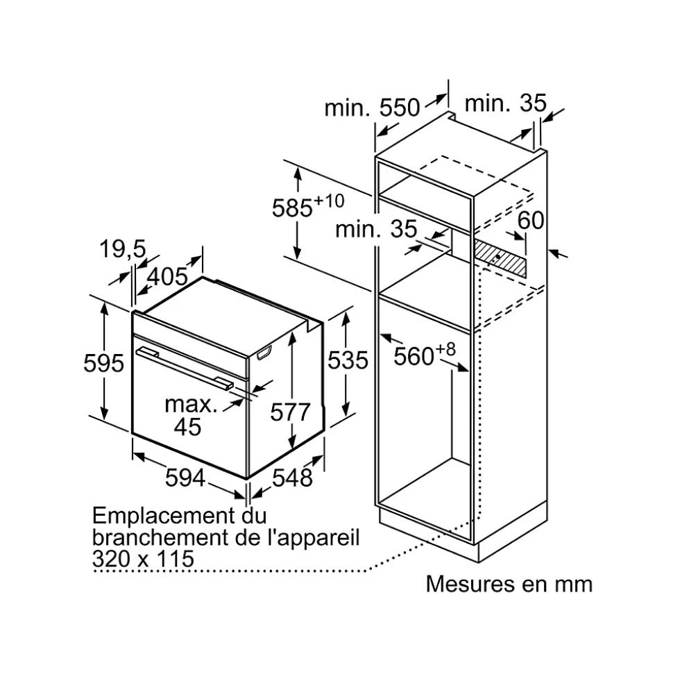 Four intégrable multifonction 71l 60cm a+ pyrolyse noir Siemens HB776G3B1