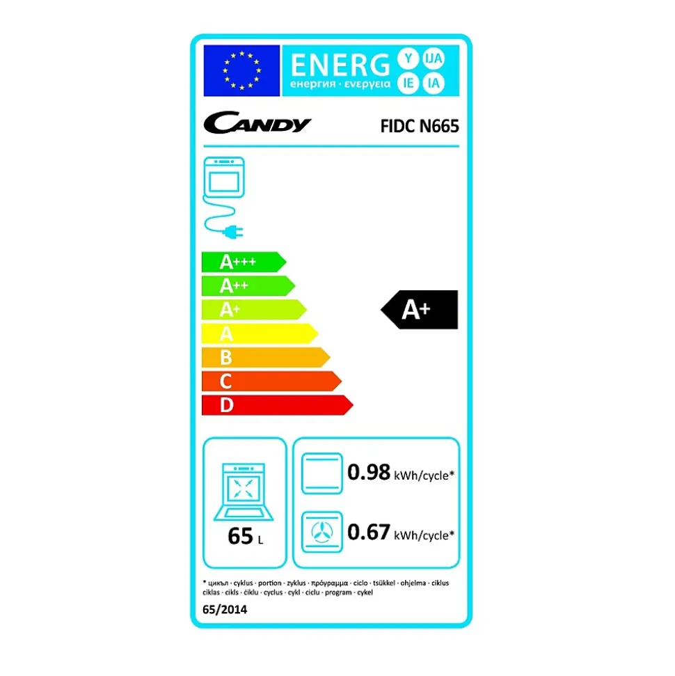 Four intégrable multifonction 65l 60cm catalyse noir Candy FIDCN665 idea