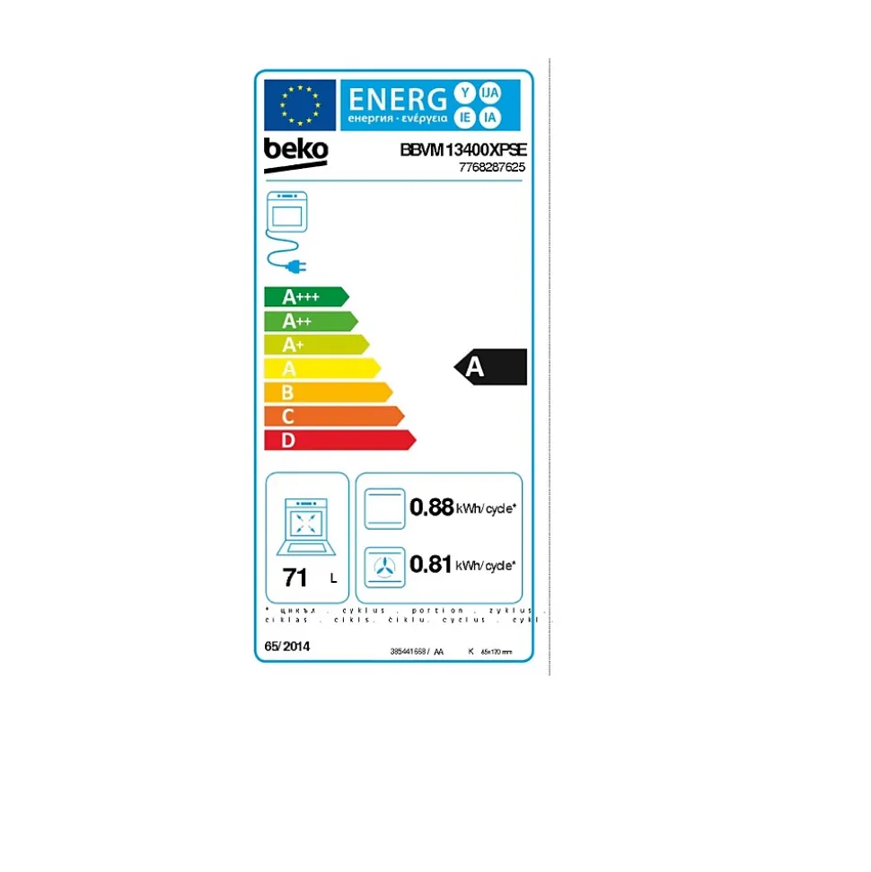 Four intégrable mutlifonction 71l 60cm à pyrolyse inox Beko BBVM13400XPSE