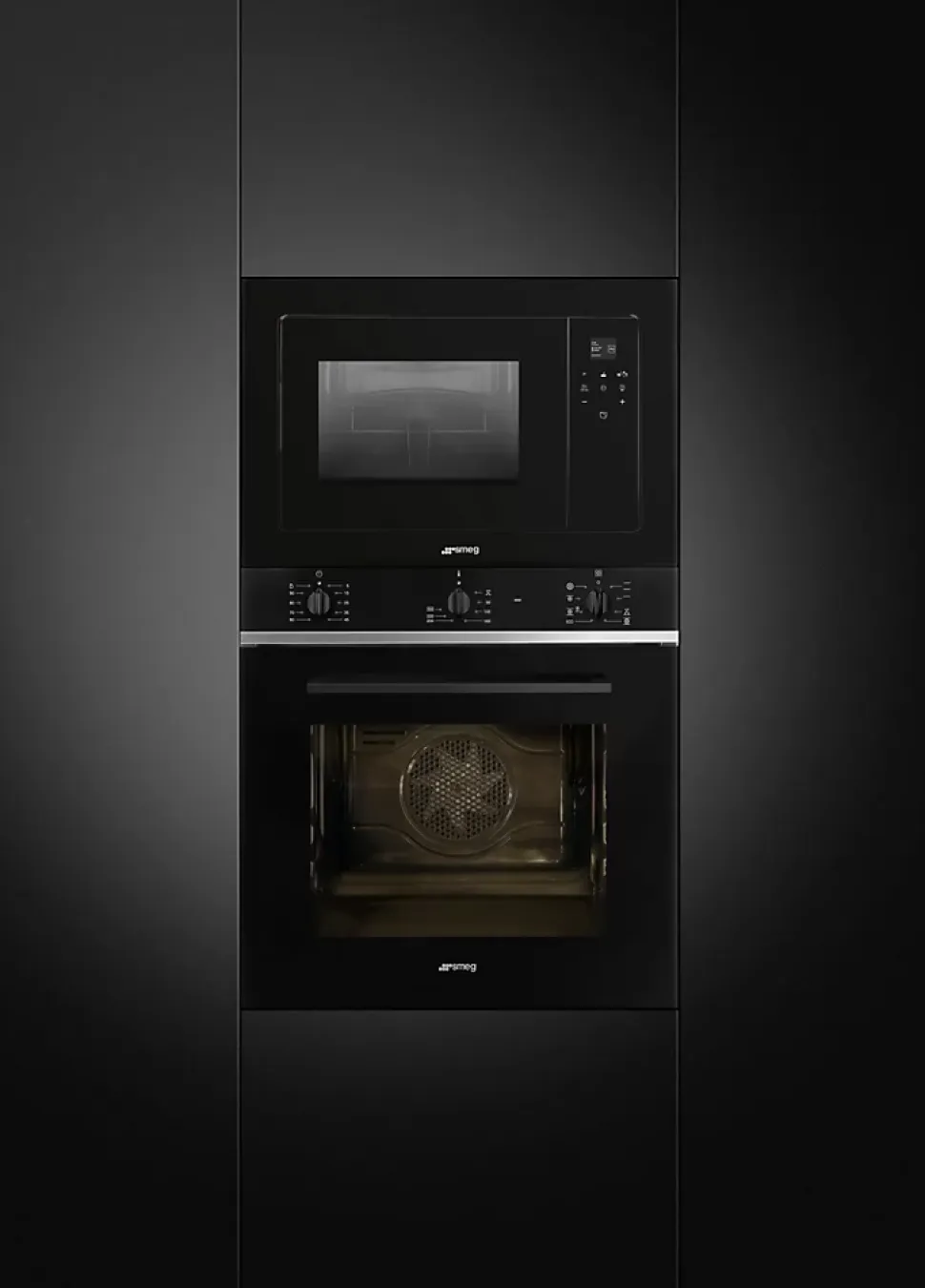 Four micro-ondes encastrable Linéa 20L FMI120B3 Smeg verre noir