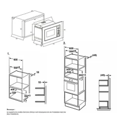 Four micro-ondes encastrable CONTINENTAL EDISON MO20IXES Noir et Inox L59,5 x 38,8 x P34,5 cm 20L