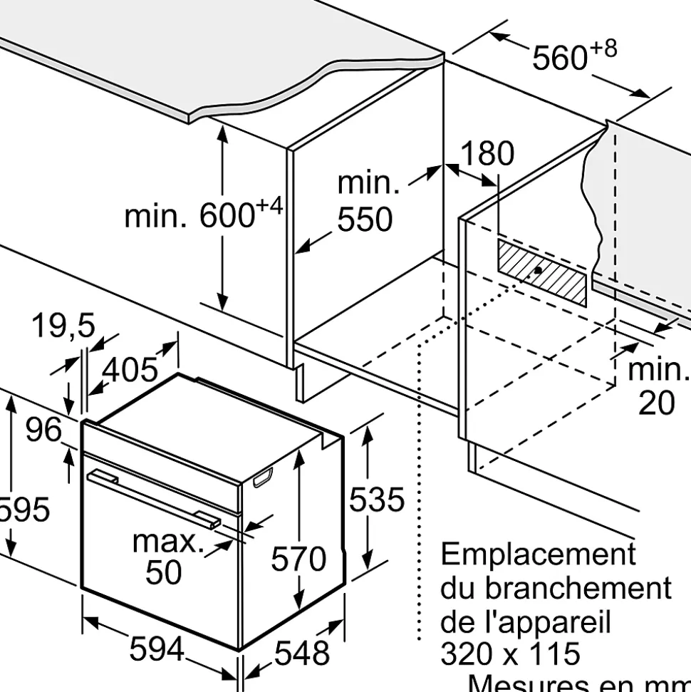 Four nettoyage pyrolyse Bosch HBA573BA0 71L noir