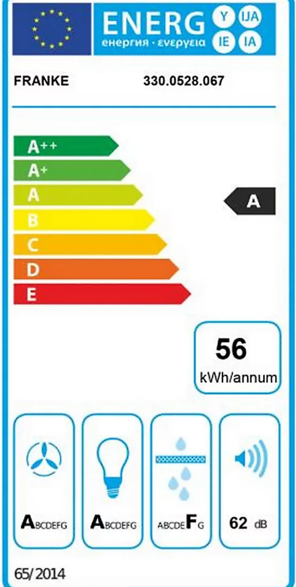 Franke - Hotte aspirante - 720 m3h - 60 cm - silencieuse