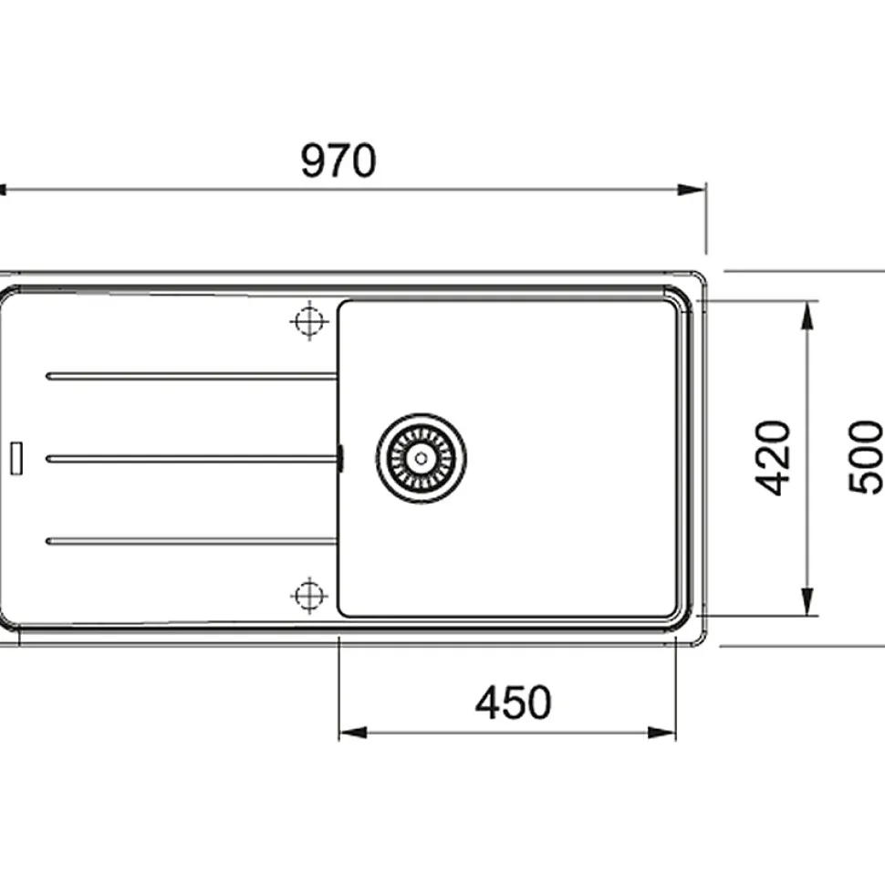 Franke Basis BFG 611-97 Evier 97x50cm avec égouttoir réversible, Fragranit + Onyx (BFG611-97ON)