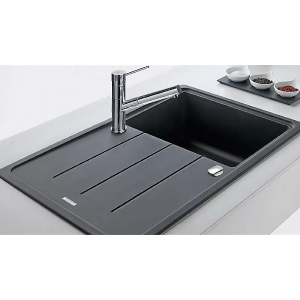 Franke Basis BFG 611-97 Evier 97x50cm avec égouttoir réversible, Fragranit + Onyx (BFG611-97ON)