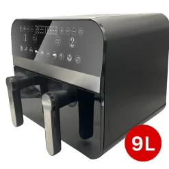 Friteuse à air chaud Airfryer numérique double panier Noire 2400W 9L Comfy Nest CNAFD45NB