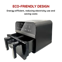 Friteuse à air chaud Airfryer numérique double panier Noire 2400W 9L Comfy Nest CNAFD45NB