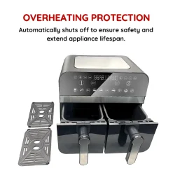 Friteuse à air chaud Airfryer numérique double panier Noire 2400W 9L Comfy Nest CNAFD45NB