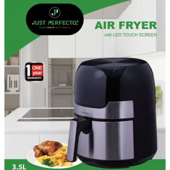 Friteuse à air chaud avec écran tactile et plaque de grill Inox 1400W 3,5L Just Perfecto JL-23