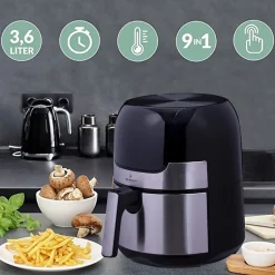 Friteuse à air chaud avec écran tactile et plaque de grill Inox 1400W 3,5L Just Perfecto JL-23