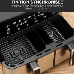 Friteuse à air 2700W - air fryer - double compartiment 8,5L - 8 programmes, température réglable, timer, 2 paniers - noir