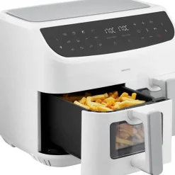 Friteuse Electrique a Air Chaud - MEDION - P20 XXL Twin - 2600 W - 2 paniers - 9 programmes - Blanc