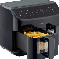 Friteuse Electrique a Air Chaud - MEDION - P20 XXL Twin - 2600 W - 2 paniers - 9 programmes - Noir