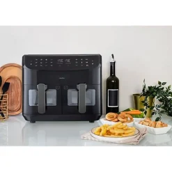 Friteuse Electrique a Air Chaud - MEDION - P20 XXL Twin - 2600 W - 2 paniers - 9 programmes - Noir