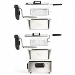 Friteuse Electrique double LIVOO DOC217 - 2 x 3 L - Inox 3300W - Noir + Gris