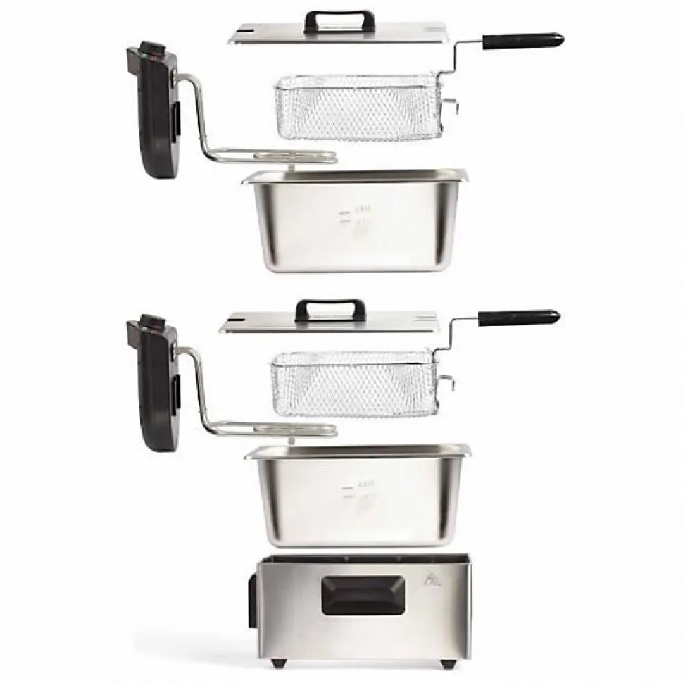 Friteuse Electrique double LIVOO DOC217 - 2 x 3 L - Inox 3300W - Noir + Gris