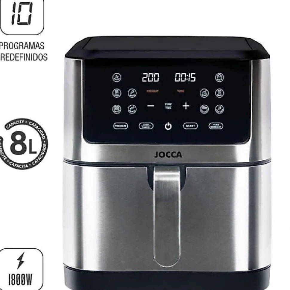 Friteuse Electrique sans huile - JOCCA - 2193 - 8L - 1800 W - 30,3 x 38,3 x 35,1 cm - Acier inoxydable