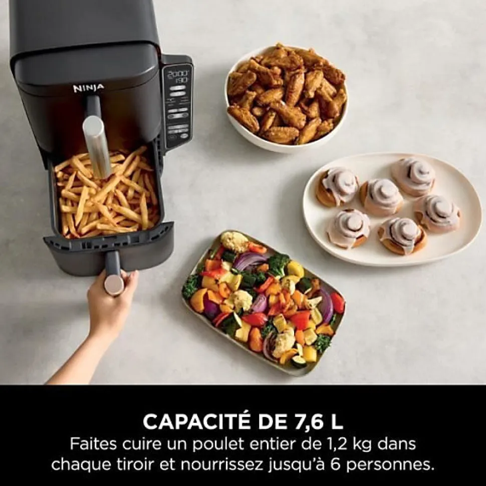 Friteuse Electrique sans huile NINJA - Double Stack SL300EU - Capacité 7,6L - 6 programmes de cuisson - 2470W