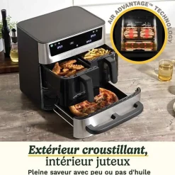 Friteuse Electrique sans huile CUISINART - Airfryer AFT13XSSE - Capacité 13,6L - Double cuves + 1 tiroir - Noir / Inox - 2400W