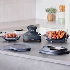 Friteuse Electrique sans huile portable NINJA - CRISPI - Récipients 1,4L et 3,8L - 4 programmes prédéfinis - 1700W - Bleu