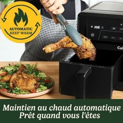 Friteuse Electrique sans huile CUISINART - Airfryer AFD10OBLE - Capacité 10,4L - Double cuves - Noir - 2400W
