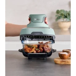 Friteuse Electrique sans huile portable NINJA - CRISPI - Récipients 1,4L et 3,8L - 4 programmes prédéfinis - 1700W - Sauge
