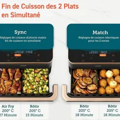 Friteuse Electrique sans huile COSORI - Dual Blaze Twinfry Chef Edition - Capacité 10L - 6 programmes - 2800W - Noir