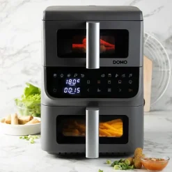 Friteuse Electrique sans huile - DOMO - Airfryer DO550FR - Double cuve 3.5 L + 6,5 L - 10 programmes - 2500 W