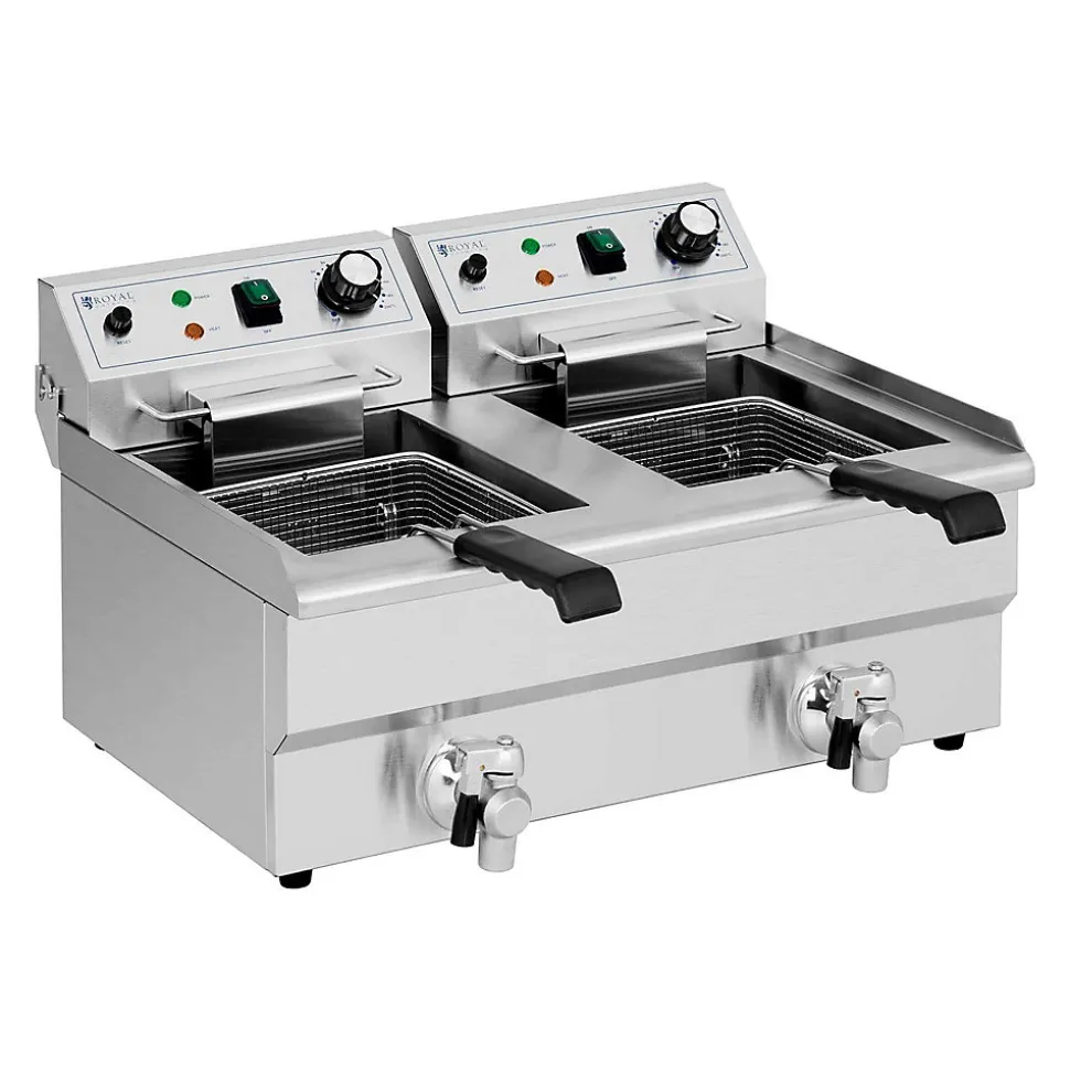 Friteuse electrique 2 x 11 litres argente Helloshop26