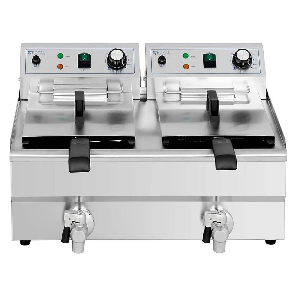 Friteuse electrique 2 x 11 litres argente Helloshop26