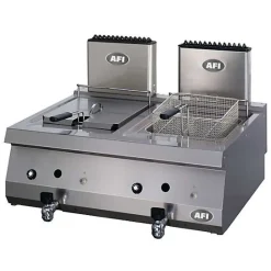 Friteuse Professionnelle Gaz à Poser 1 à 2 x 12 L - Série 700 - AFI Collin Lucy - Gris - l40- L0.1- P70- h28- Inox