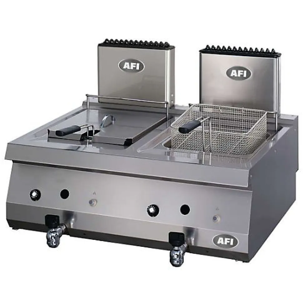 Friteuse Professionnelle Gaz à Poser 1 à 2 x 12 L - Série 700 - AFI Collin Lucy - Gris - l40- L0.1- P70- h28- Inox
