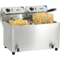 Friteuse professionnelle avec robinet de vidange - 2 x 7 Litres - Casselin